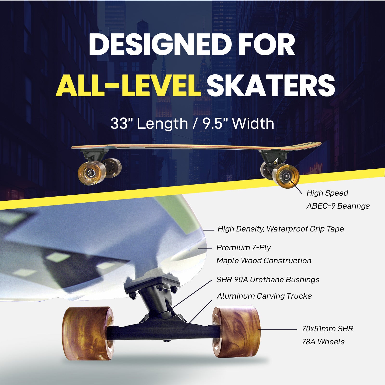 Empire Cruiser Skateboard w/ Surfskate Trucks – Abrazo Sports