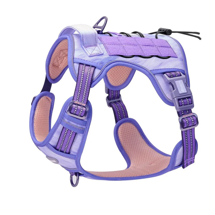 Auroth Tactical Dog Harness Adjustable Metal Buckles Dog Vest with Handle, No Pulling Front Leash Clip - Purple Camo