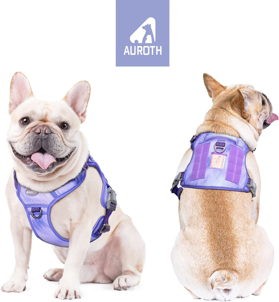 Auroth Tactical Dog Harness Adjustable Metal Buckles Dog Vest with Handle, No Pulling Front Leash Clip - Veri Peri