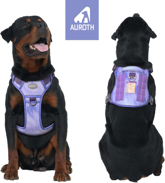 Auroth Tactical Dog Harness Adjustable Metal Buckles Dog Vest with Handle, No Pulling Front Leash Clip - Veri Peri