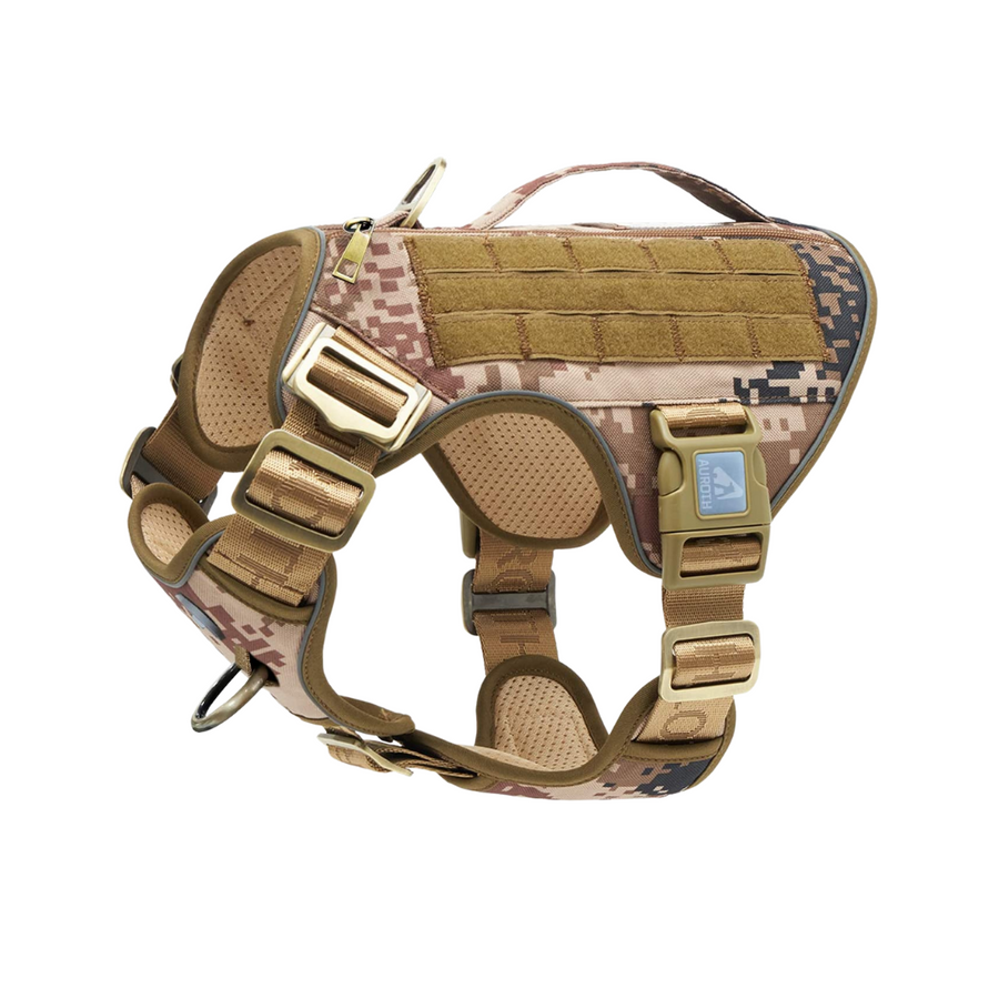 Auroth Tactical Plus Dog Vest with Pockets, Reflective Military Harness for Large Medium Dogs - Desert Camo