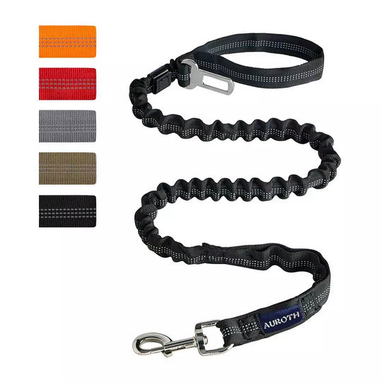 Auroth Dog Leash - Heavy Duty Bungee Tactical & Training Leash 6Ft - Black