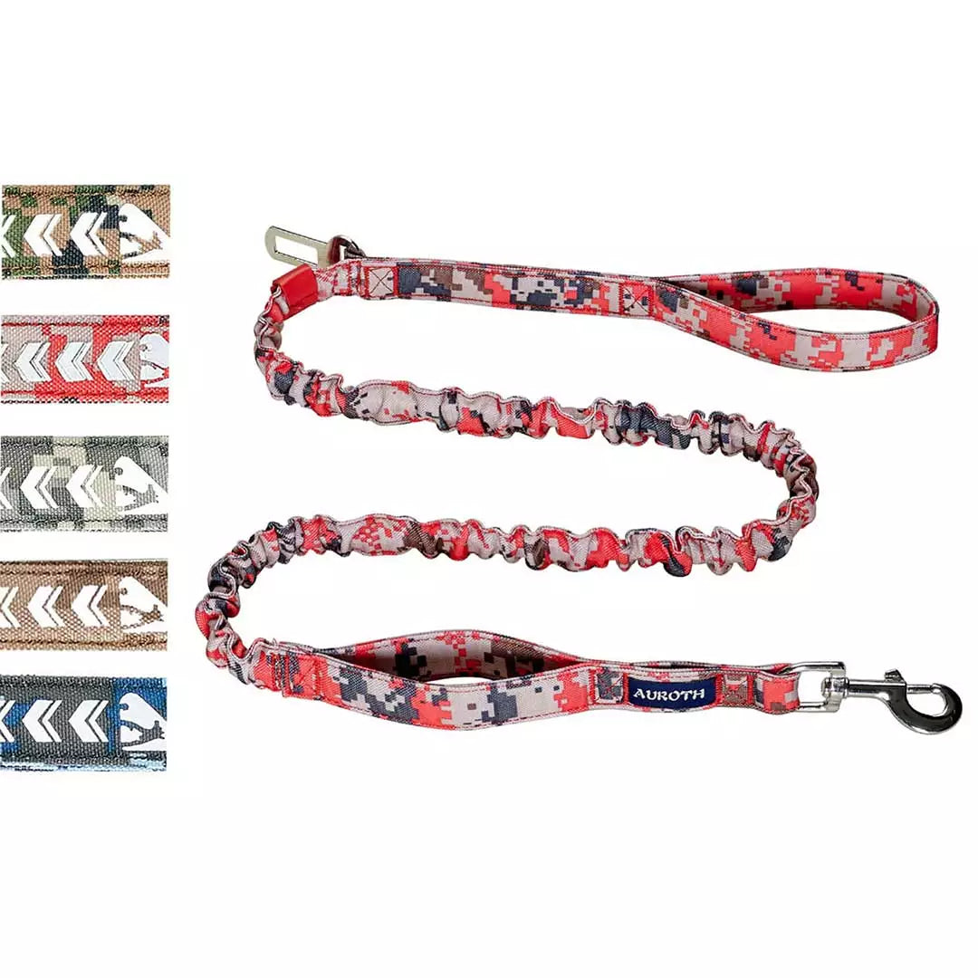 Auroth Dog Leash - Heavy Duty Bungee Tactical & Training Leash 6Ft - Red