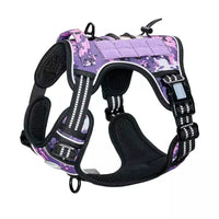 Auroth Tactical Dog Harness Adjustable Metal Buckles Dog Vest with Handle, No Pulling Front Leash Clip - Blue Camo