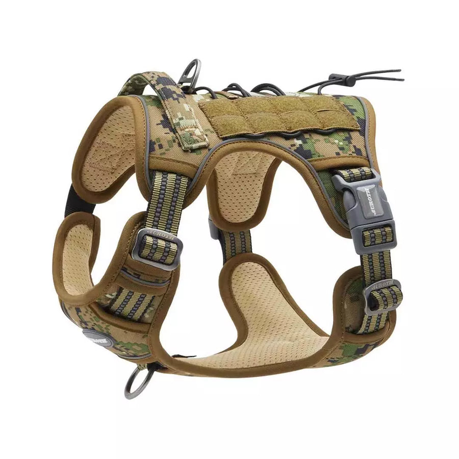 Auroth Tactical Dog Harness Adjustable Metal Buckles Dog Vest with Handle, No Pulling Front Leash Clip - Army Yellow