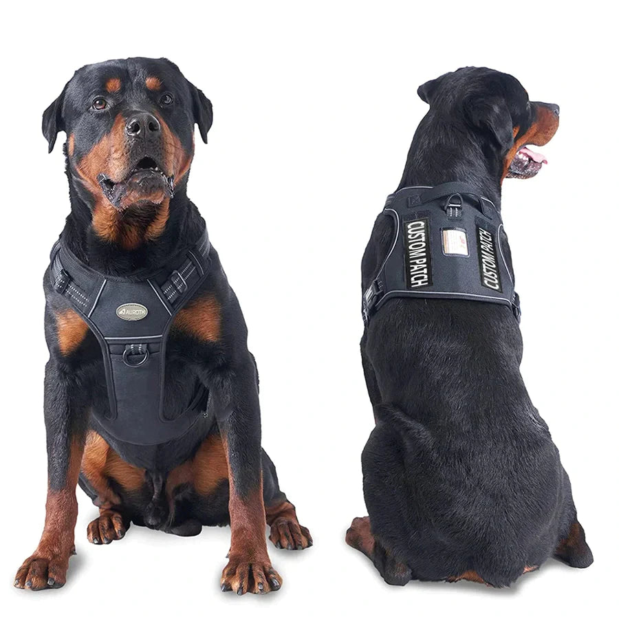 Auroth Tactical Dog Harness Adjustable Metal Buckles Dog Vest with Handle, No Pulling Front Leash Clip - Gray Camo