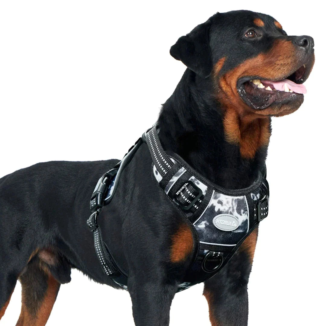 Auroth Tactical Dog Harness Adjustable Metal Buckles Dog Vest with Handle No Pulling Front Leash Clip Gray Camo