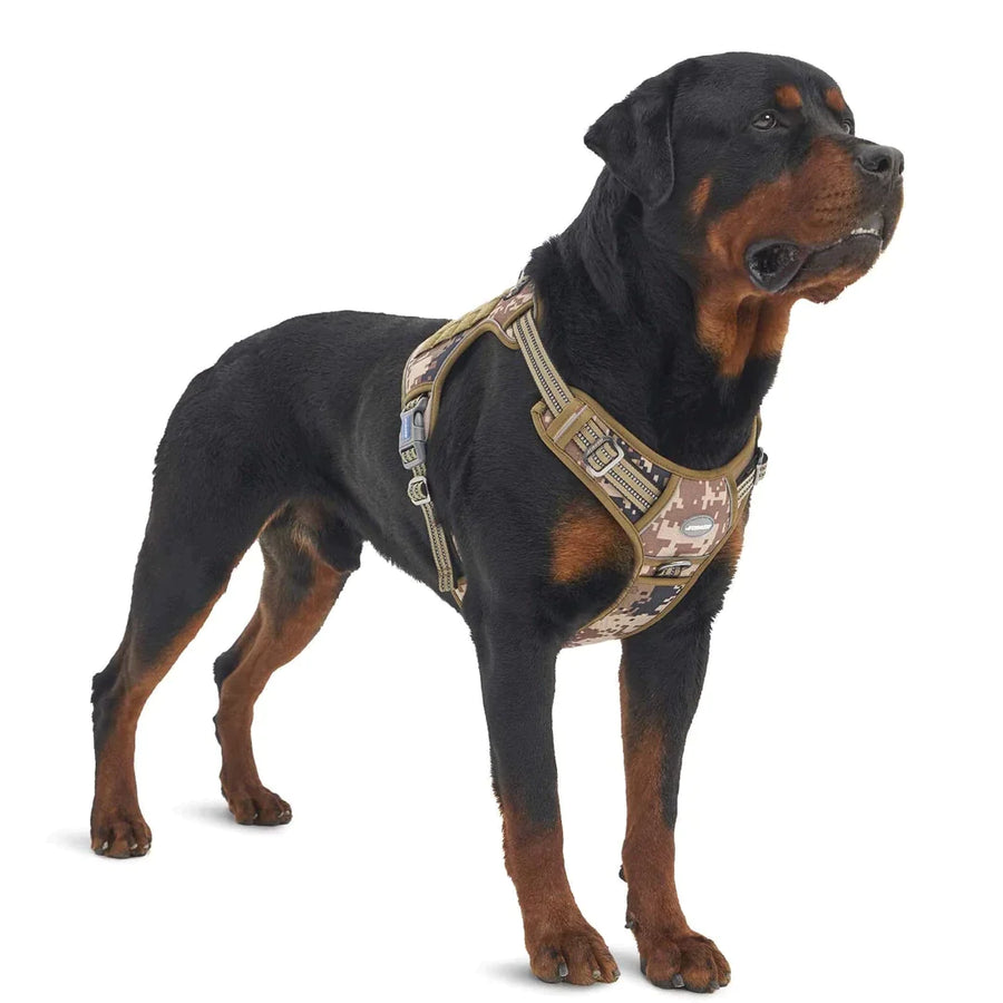 Auroth Tactical Dog Harness Adjustable Metal Buckles Dog Vest with Handle, No Pulling Front Leash Clip - Gray Camo