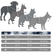 tactical dog vest size chart