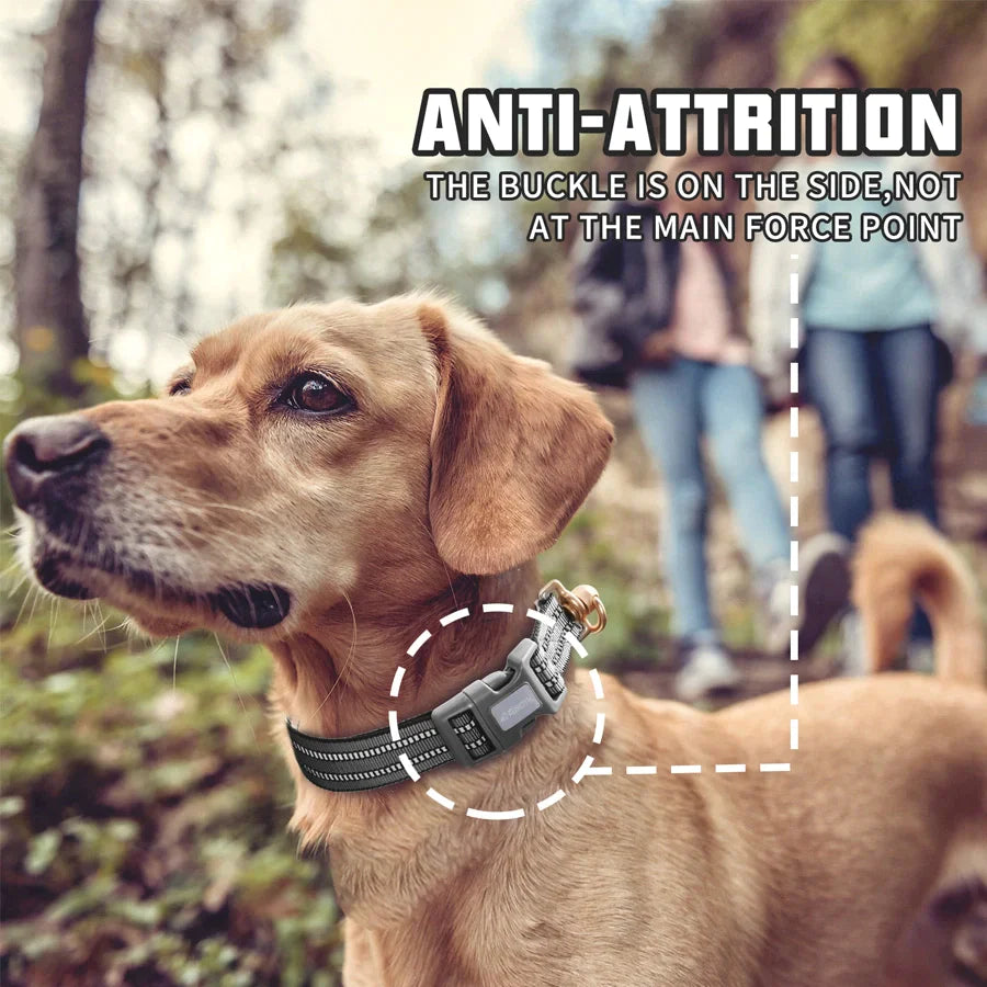 Auroth Pets No Pull Soft Nylon Adjustable Dog Collars for Medium & Large Dogs - Gray