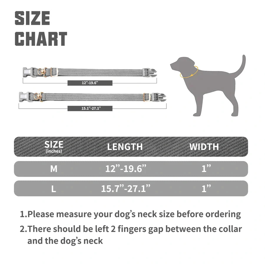 Auroth Pets No Pull Soft Nylon Adjustable Dog Collars for Medium & Large Dogs - Gray