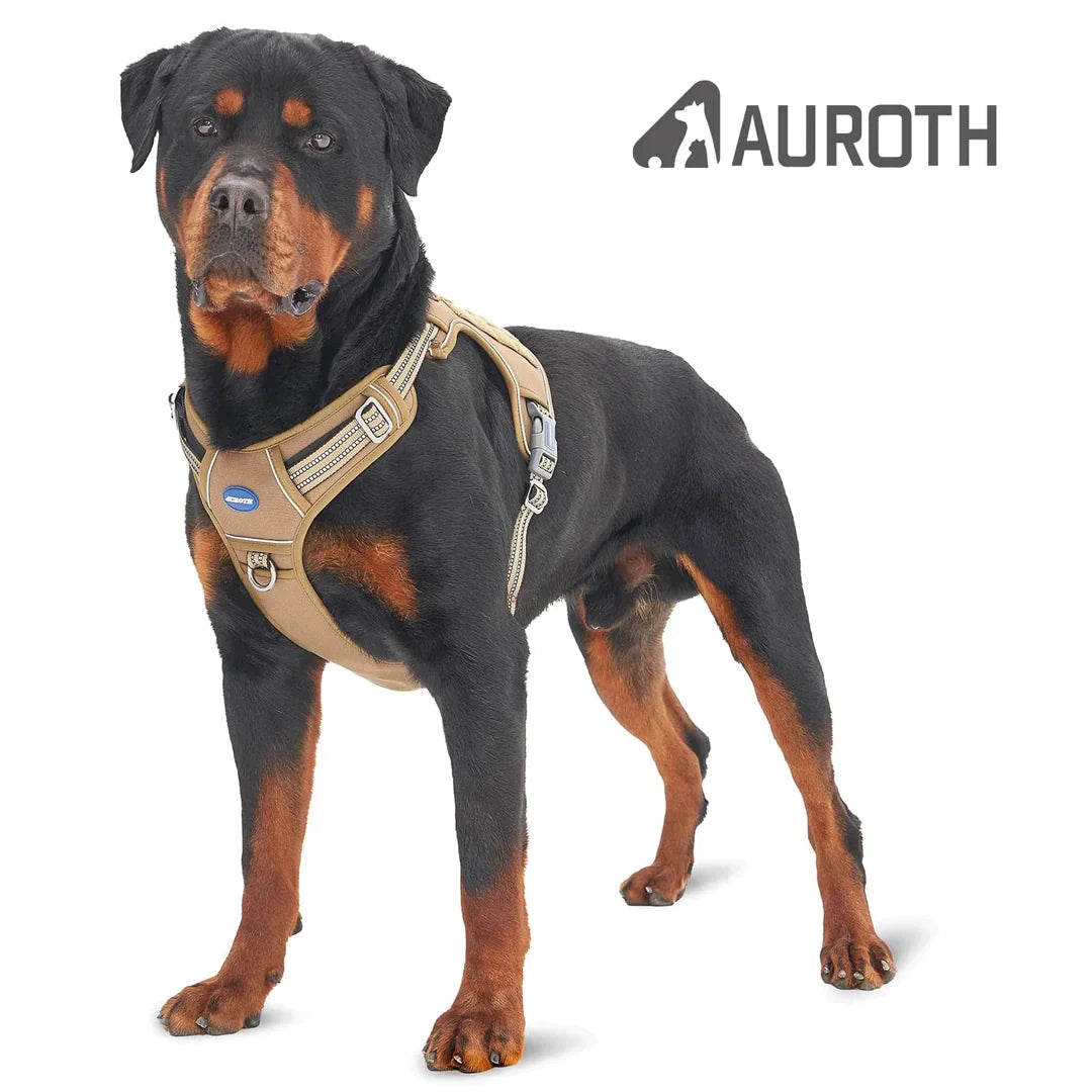 Auroth Tactical Dog Harness Adjustable Metal Buckles Dog Vest with Handle, No Pulling Front Leash Clip - Gray Camo
