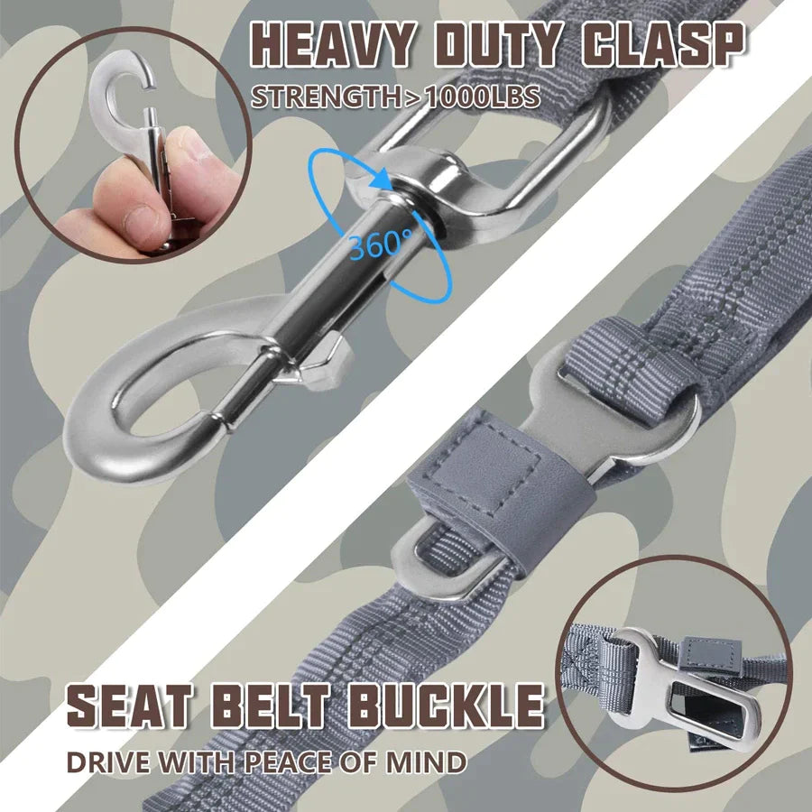 Auroth Dog Leash - Heavy Duty Bungee Tactical & Training Leash 4.5Ft - Gray