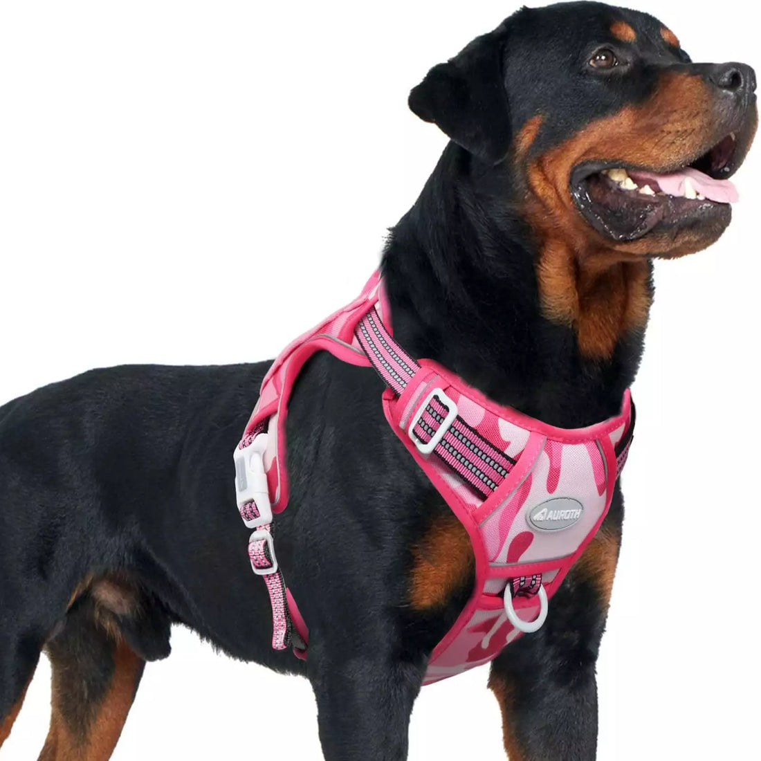 Auroth Tactical Dog Harness Adjustable Metal Buckles Dog Vest with Handle, No Pulling Front Leash Clip - Gray Camo