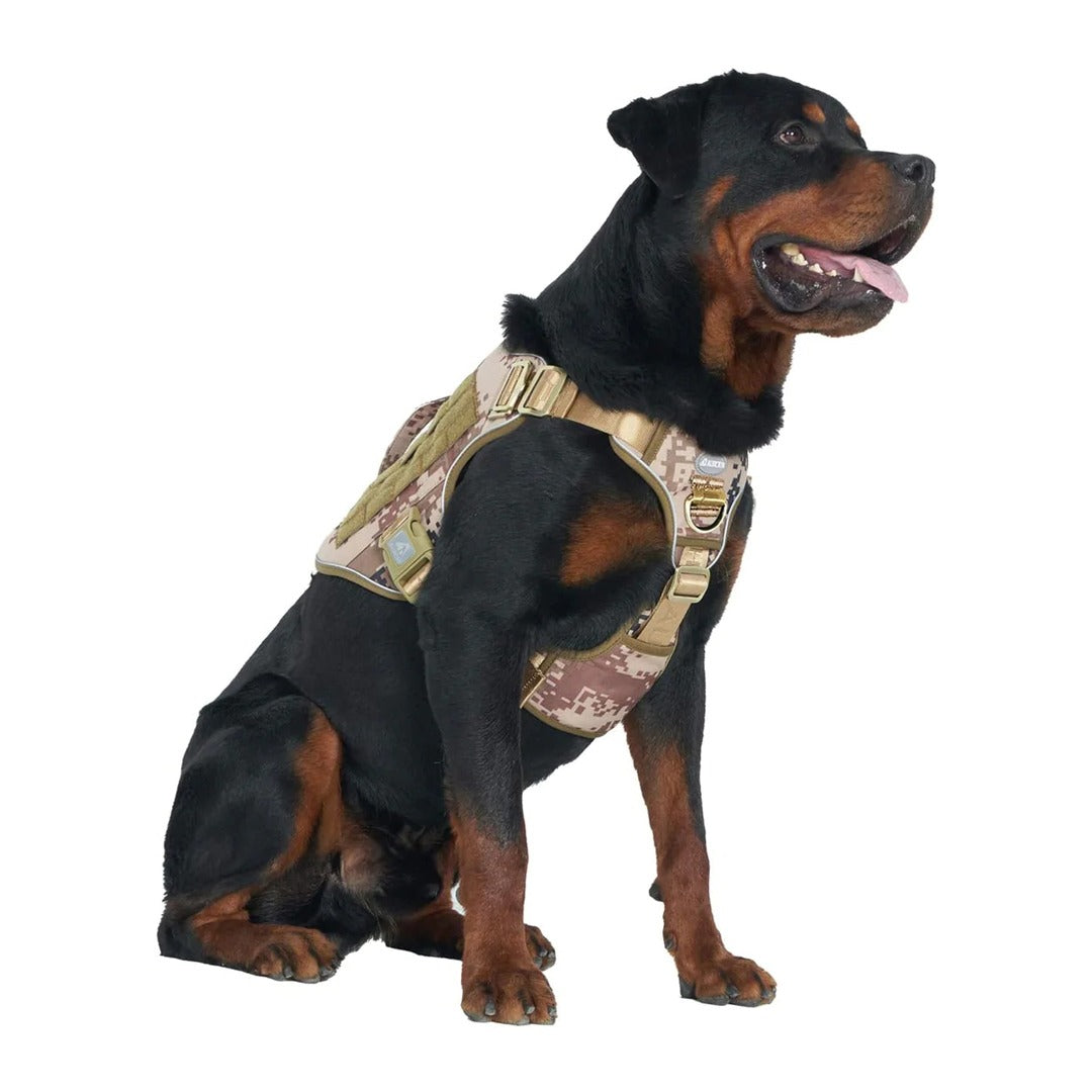 Auroth Tactical Plus Dog Vest with Pockets, Reflective Military Harness for Large Medium Dogs - Desert Camo