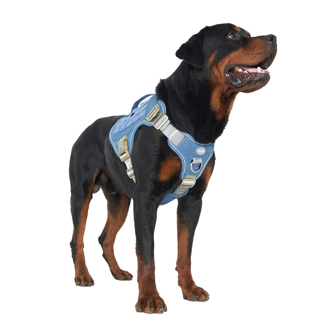 Auroth Tactical Plus Dog Vest with Pockets, Reflective Military Harness for Large Medium Dogs - Light Blue