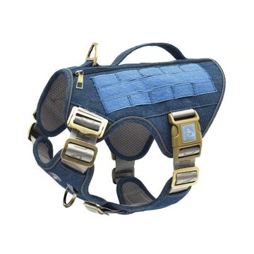 Auroth Tactical Plus Dog Vest with Pockets, Reflective Military Harness for Large Medium Dogs - Navy Blue