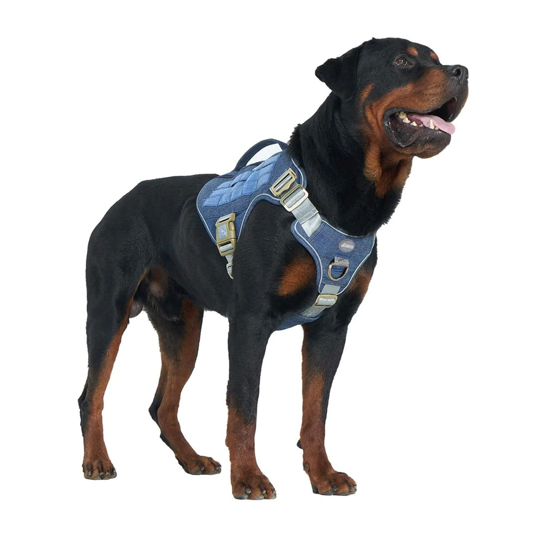 Auroth Tactical Plus Dog Vest with Pockets, Reflective Military Harness for Large Medium Dogs - Navy Blue