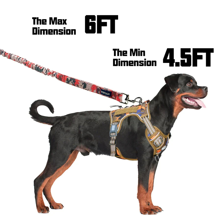 Auroth Dog Leash - Heavy Duty Bungee Tactical & Training Leash 6Ft - Red