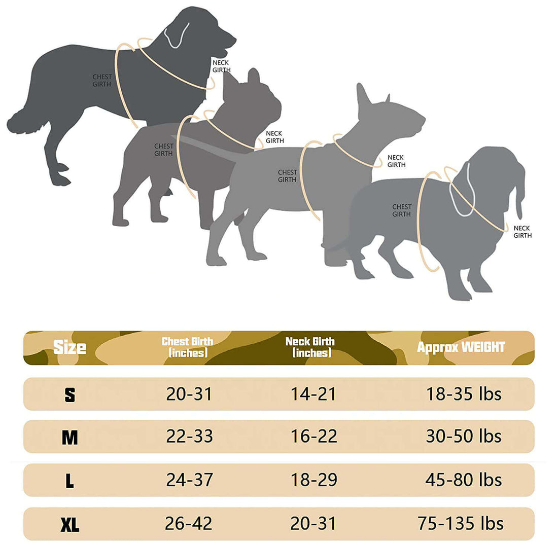 size guide for dog harness