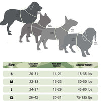 tactical dog harness size chart
