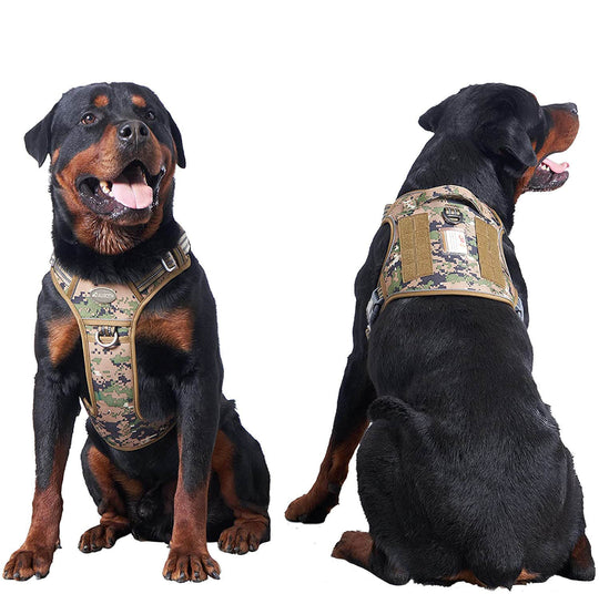 Woodland Camo tactical harness for large dog